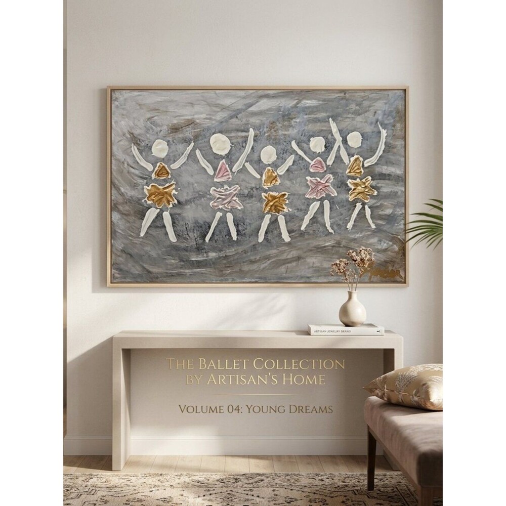 NWOT Original "Dance Recital" Ballerina Wall Art | 24x16 | Silver, Gold & Pink